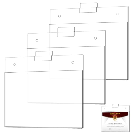 Kathfly 3 Pack 8.5 x 11'' Slat Wall Sign Holders Wall Mount Sleeve, Acrylic Slatwall Accessories Slatwall Picture Frames Brochure Holders for Slat Wall Panels Advertisement Notice Display (Horizontal)