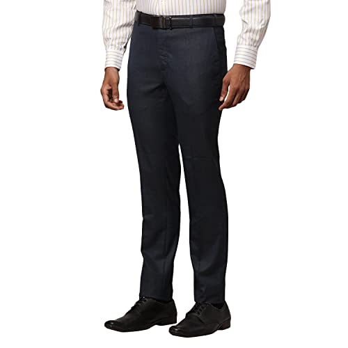 Image of Raymond Men's Polyviscose Blend Structure Pattern Slim Fit Flat Front Formal Trouser