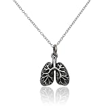 FashionJunkie4Life 925 Sterling Silver 3D Anatomical Lungs Necklace | Realistic Sterling Silver Lungs Charm with 18' chain | 17x12mm Human Lungs Necklace for Men or Women