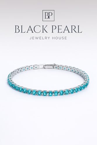 Image of BLACK PEARL Elegant Style Tennis Bracelet with Multicolour Zirconion Stones, Gold and Silver-Toned Bracelet For Women & Girls