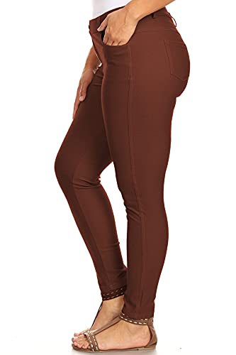 ICONOFLASH Women\'s Coffee Jeggings with Pockets Pull On Skinny Stretch Colored Jean Leggings Size Small