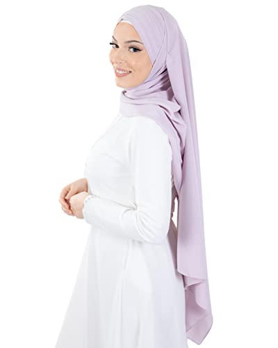Hijab à enfiler en soie de médine à nouer HE400 (Lilas) Cover
