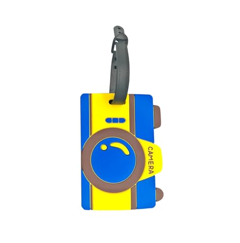 Cute Silicone Luggage Tag for Women Men Funny Summer Vacation Theme Travel Bag Tags Identifier Suitcase Label Personalized Luggage Tags (Camera)