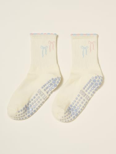 Image of Shapes Studio Half Calf Grip Socks, Cute Fruit Pilates Socks, Ruffle Socks, Non-Slip for Barre Yoga