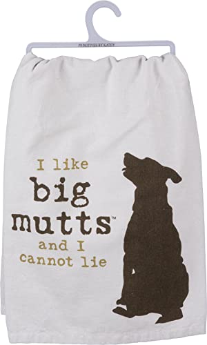 Colore bianco Primitives by Kathy Primitive piatto asciugamano - i like grandi mutts e non posso mentire bianca