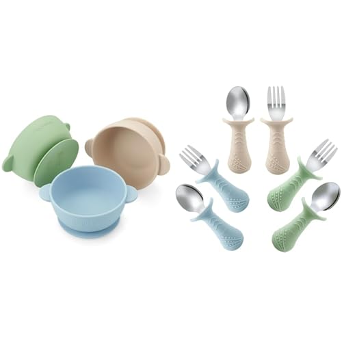 Image of PandaEar 3 Pack Baby Bowls & 6 Set Fork and Spoon