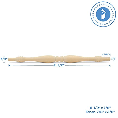Image of Wooden Baluster Spindles 11-1 /2 inch, Pack of 12 Spindles for Crafts, Woodworking, and Furniture, by Woodpeckers