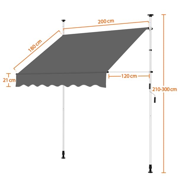 Banne rétractable gris Yaheetech avec finitions soignées de 200 cm