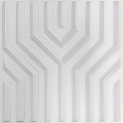 Image of Kayra Decor Zig Zag 3D PVC Wall Panels - Suitable for Living Room and Ceiling Decoration D123 (19.7 x 19.7, Covers 107.60 Sq. ft. White Color) (Pack of 40)