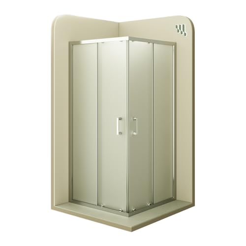 Moments of Glass - Mampara de Ducha Diana 80x95x190cm | REVERSIBLE | Puerta corredera, Ajuste 77,5-79,5 x 92,5-94,5cm | Perfiles Cromados, cristal de seguridad ESG Satinado de 6mm