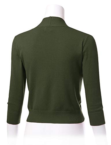 Image of Allsense Women's 3 /4 Sleeve Cropped Shrug Cardigan | Classic Bolero, Open-Front, Lightweight Soft Fine Knit Cover Up