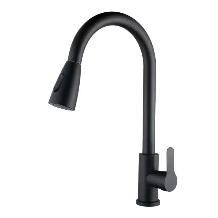 Kitchen Sink Taps Mixer, BEONE Pull Down Hot And Cold Two-Way Sprayer 360° Swivel Spout Kitchen Sink Faucet, Brushed Nickel (Black-1)