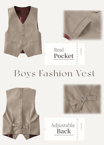 Image of YuanLu Boys Suit Homecoming Dresses for Kids Ring Bearer Outfit Suits Tuxedo Formal Vest and Pants Suit Set
