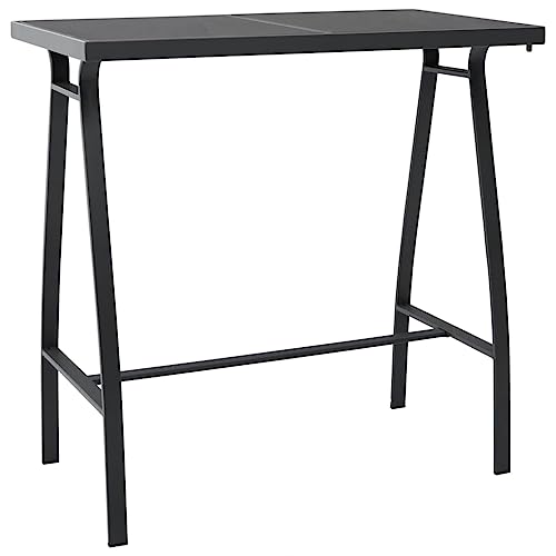 Teenpull Table de bar de jardin, noire, 110 x 60 x 110 cm, plateau en verre trempé, cadre en acier robuste, table debout résistante aux intempéries, pour...