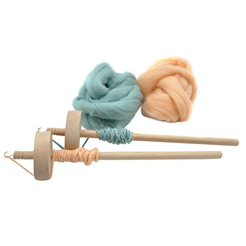 image for Finetoknow Drop Spindle Top Whorl Yarn Spin Hand Carved Wooden Tool fo