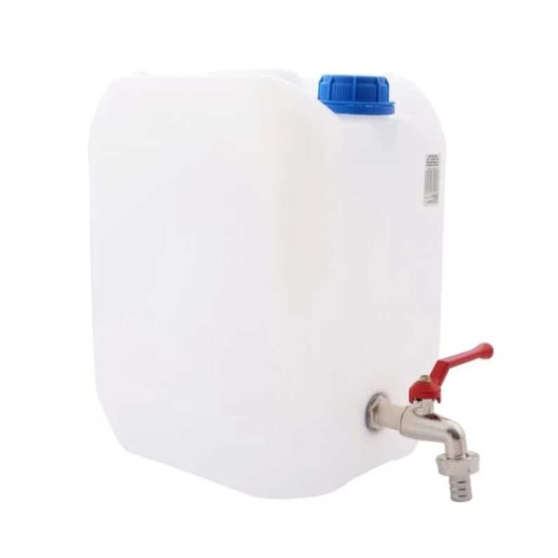 Water Storage Container, 10L Capacity, Metal Tap, 29.5 x 22 x 18.5 cm, White