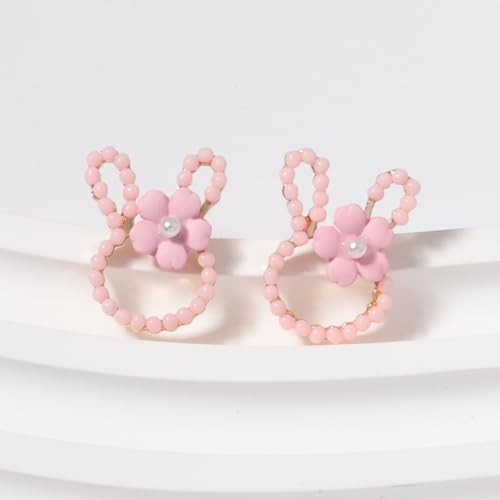 Cute Easter Bunny Rabbit Earrings Pearl Flower Easter Bunny Earrings Rhinestone Carrot Rabbit Stud Earrings Lovely Easter Jewelry Gifts3