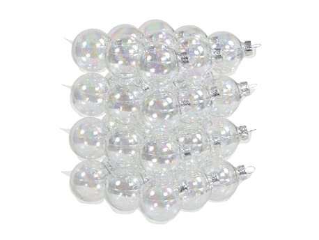 30 STK Glas KLAR 57mm groß irisierend Weihnachtskugeln...