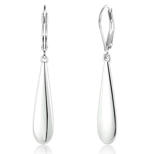 925 Sterling Silver Long Teardrop Dangle Earrings for Women Hypoallergenic Drop Leverback Earrings Trendy Silver Long Teardrop Dangle Earings for Jewelry Gifts
