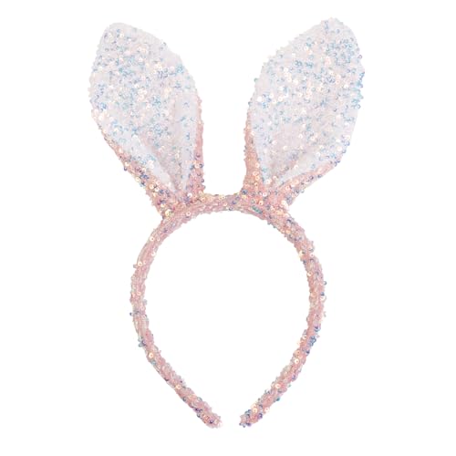 TEBIEKOY Diademas de Pascua para mujeres y niñas, 1 pieza de diadema con orejas de conejo con purpurina, orejas de conejo de Pascua, accesorios de Pascua para niños, adultos, Pascua, Navidad, fiesta