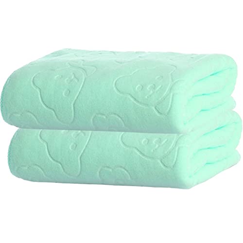 ZESLIV Lot de 2 Serviettes de Bain en Microfibre 70x140cm 130g Vert draps de Bain résistants à la décoloration Cover