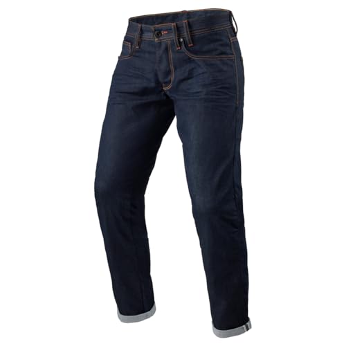 REV'IT! Men's Lewis Selvedge Heritage Tapered-Fit Motorcycle Jeans (Dark Blue - 36Wx34L)