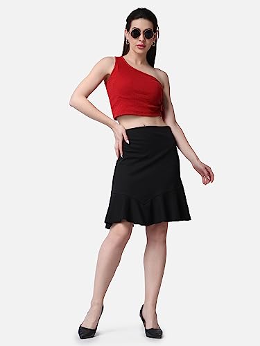 Image of POPWINGS Casual Twill Frill Knee Length Pencil Skirt for Women || Stylish Summer Skirt for Women || Knee-Length Skirt for Women || Semi-Formal Women Skirt