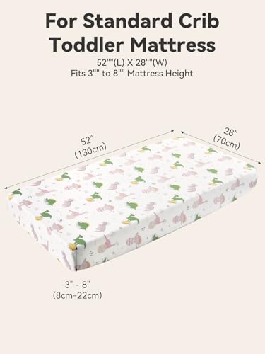 Image of TILLYOU Baby Crib Sheets for Boys Girls, Super Soft Toddler Bed Sheets, 2 Pack Sheets for Standard Crib Mattress 28x52in, Dinosaur Land