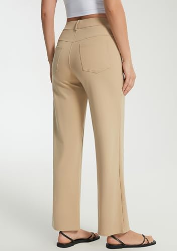 AFITNE Women's Yoga Dress Pants High Waist Pull On Dressy Work Pants Stretchy Business Casual Ankle Length Trousers2