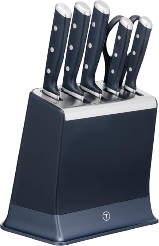 Tefal Ever Sharp Pro, Set de cuchillos de 6 piezas, 5 cuchillos, Tijeras, Bloque con afilador integrado, cuchillas de acero inoxidable, tecnología para un afilado duradero, K297S744