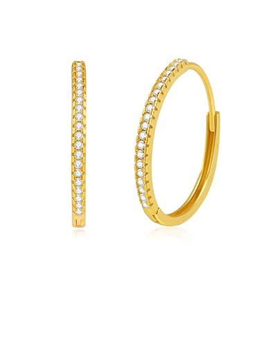 Thin Gold Hoop Earrings 18K Gold Plated Cubic Zirconia Small Trendy Hypoallergenic Lightweight Hoops Earrings for Women