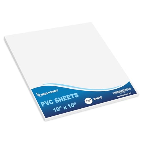 Image of Mega Format Expanded PVC Plastic Sheets - 10 inch X 10 inch Rigid White Sheet for Crafts, Signage, & Displays - Sintra, Celtec PVC Board - Waterproof for Outdoors Use - 1 /4 inch 6mm Thick - 1-Pk-White