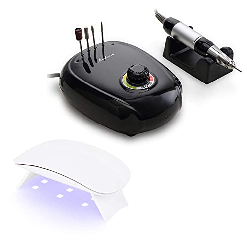 Madenia Nail Drill, Electric Nail File with Foot Pedal, 35000rpm Efile Nail Drills for Acrylic Nails, Mini USB UV LED Nail Lamp, 6W Portable Nail Dryer for Gel Polish with 60s Timer