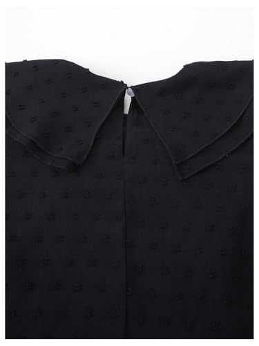 OYOANGLE Girl's Cute Swiss Dots Bow Front Bishop Long Sleeve Blouse Top Spring Clothes3