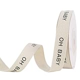 Oh Baby Cotton Ribbon, 5/8' x 10 Yards Cream White Ivory Cotton Herringbone Ribbons Soft Natural Webbing Tape Roll Fabric Ribbon for Home Décor