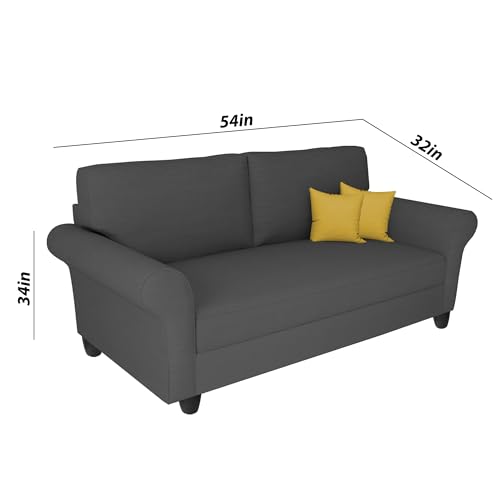 Image of BRAXTONE Aaron 2 Seater Sofa Set for Living Room (Black Fabric) Premium Fabric Sofa