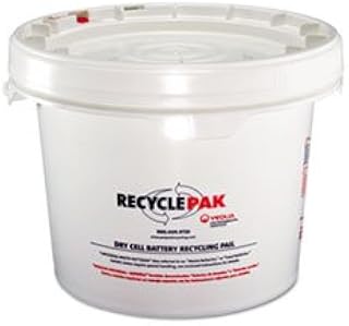 RECYCLEPAK Prepaid Recycling Container Kit for Batteries, 3 1/2 gal Round Pail, White