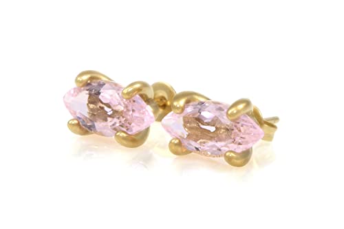 Boucles d'oreilles quartz rose marquise en or de haute joaillerie fine