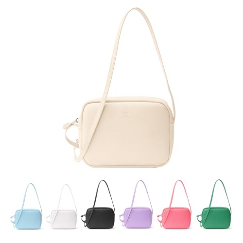 Tonny Black Mini Urban Komfort Umhängetasche Damen, Crossbody Bag, Handtasche, Verstellbarer Dünner Gurt, PU Vegan Leder, 15 x 20 x 5 cm (Creme)