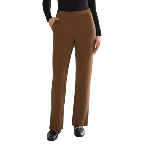 Matty M Women's Pull On Straight Leg Office Pants (US, Alpha, X-Large, Regular, Regular, Tobacco)