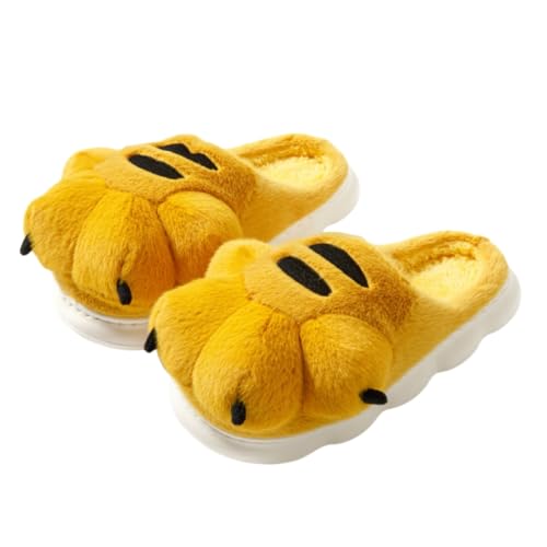 Men's and women's slippers, animal paw slippers, non-slip warm