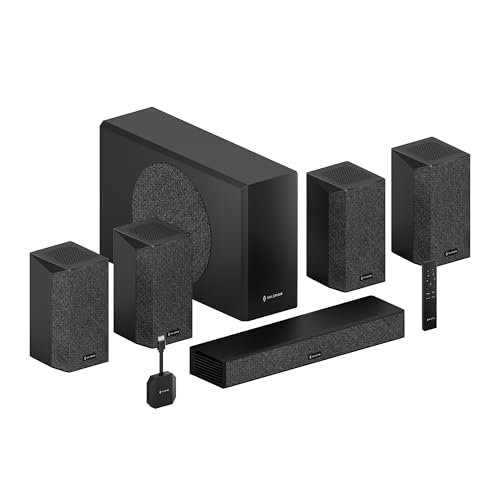 Valerion ThunderBeat 5.1.2 système Home cinéma Dolby Atmos sans Fil, 840 W avec Canal Central dédié, Caisson de Basses et Enceintes Surround, Latence <30...