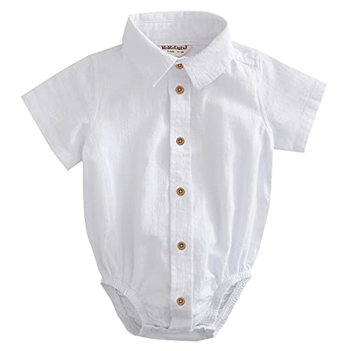 Image of MOMOLAND Infant Baby Boys Woven Button Up Bodysuit Shirt