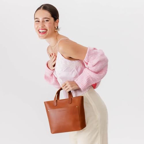 Image of Portland Leather Goods Mini Crossbody Tote Bag for Women - Handmade from the Finest Full-Grain Hides - Adjustable Strap