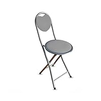 HOMION Folding Desk Chair Stool Heart-Shaped Teens, Makeup or Vanity Use Chairs with Backrest Heart Design Home Nursery Dining Hall Furniture Cute & Compact Metal Frame Seat for Kids (Grey)