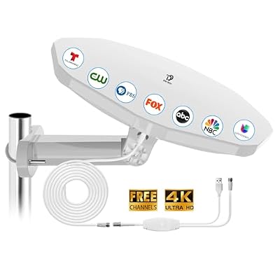 Outdoor TV Antenna 360° Omni-Directional Reception, 4K Digital HDTV Outdoor Antenna for Smart TV Local Channels with 32.8ft Cable & Long Range for Attic/Camper/RV - Fit TVs with Built-in Tuner