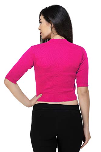 Image of Women Winter Wear V-Neck Half Sleeves Regular Fit Woollen Blouse