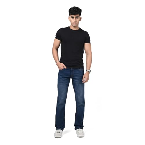 Image of WROGN Men's Stretch Denim Jeans | Straight Fit | Casual Style | Mid Rise