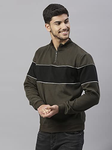 Image of Dennis Lingo Men's Poly Cotton Sweatshirt - High Neck, Full Sleeves and Regular Fit, Casual Winter Wear for Men