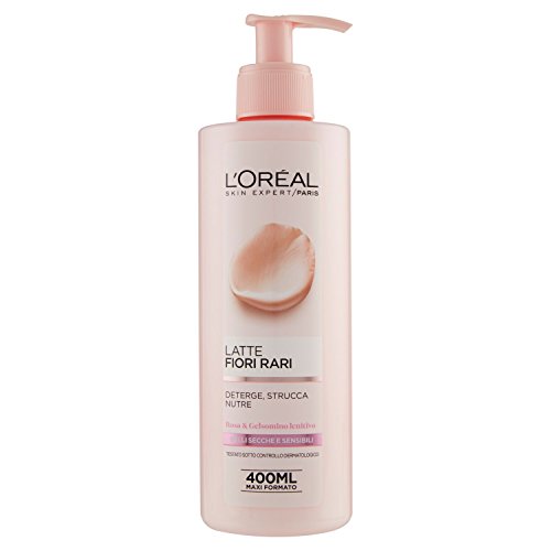 L'Oréal Paris Seltene Blumen Reinigungsmilch Make-up-Entferner für trockene und empfindliche Haut – 400 ml – [6er-Pack]
